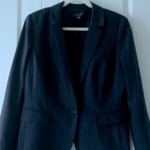Ann Taylor navy blue 1-button blazer womens 12 academic career classic